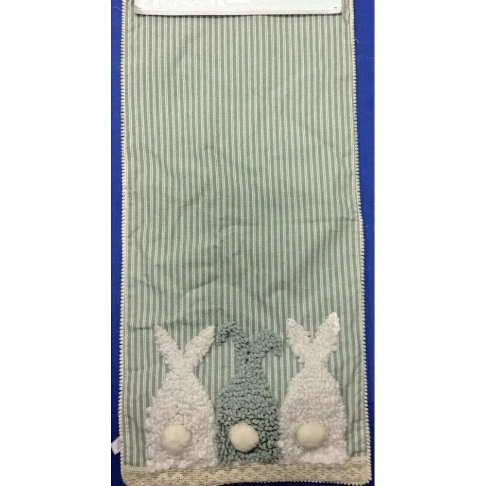 Rachel Ashwell Bunny Striped Kitchen Dining Table Runner Cotton Polyester Easter
